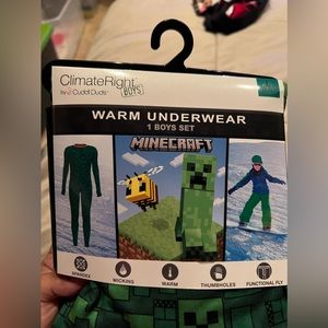 Climate Right Cuddl Duds Minecraft Boys Warm Underwear Large 10/12 25in Waist
